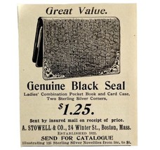 Stowell Black Seal Ladies Wallet 1894 Advertisement Victorian Fashion AD... - $9.99