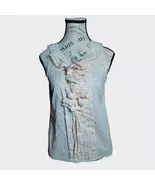 J Crew Sleeveless Peach and White Ruffle Neck Blouse Size 0 - $11.00