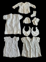 Antique Baby Clothes Lot White Dress Bib Socks Hat Prop Fashion - $259.89 MXN