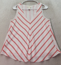 Cynthia Rowley Tank Top Women&#39;s Small Red White Striped Lined Sleeveless V Neck - £18.23 GBP
