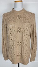 J Crew Womens Cable Knit Pointelle Sweater Popcorn Flowers Alpaca Wool AT823 S - £23.74 GBP