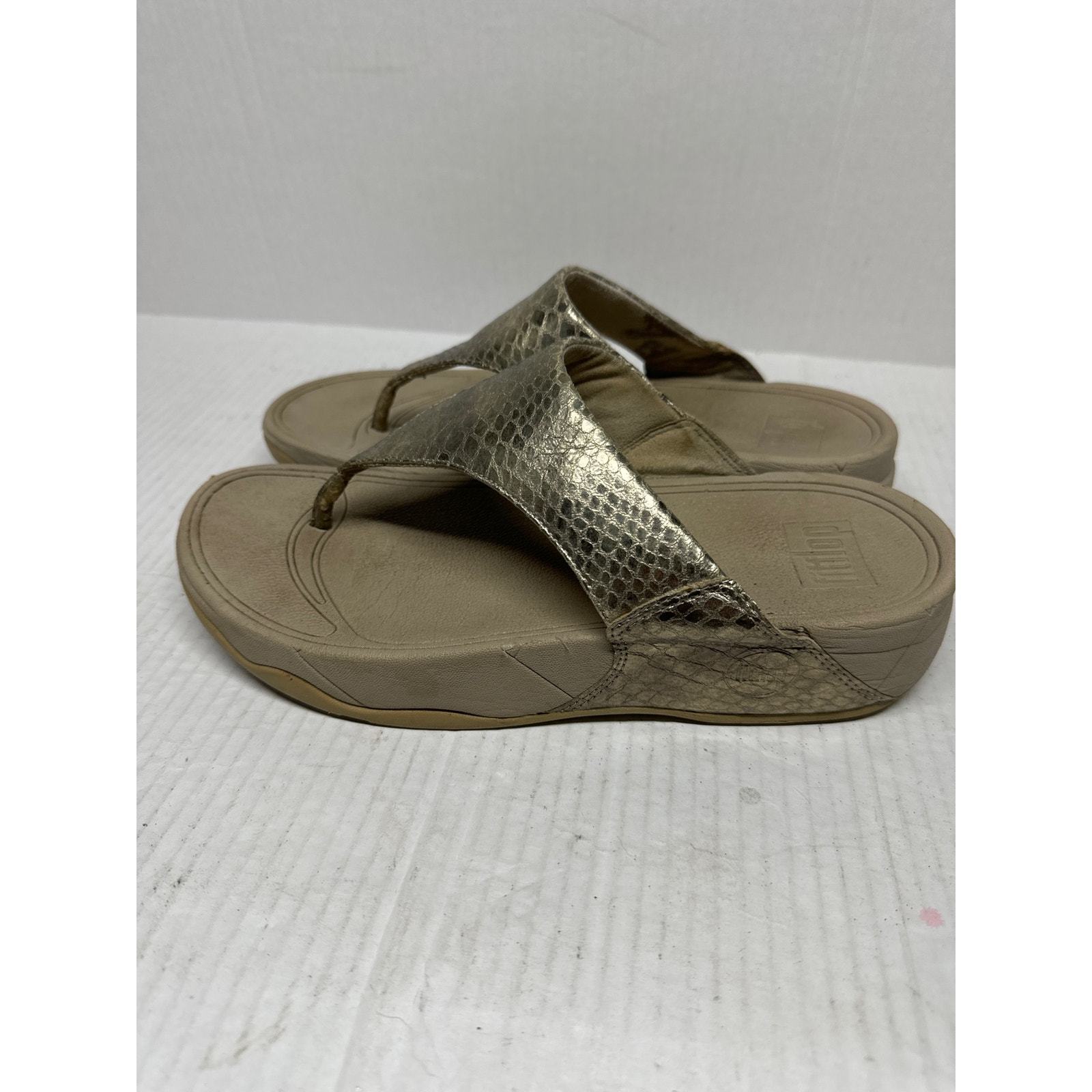 Fitflop Lulu Snake Skin Slide Sandal Casual Womens 560-308 Gold Tan Size 8 Item image 2