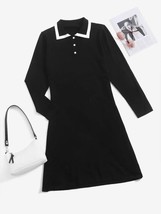 SHEIN Plus Size Contrast Trim Polo Neck Sweater Dress NWT - £46.28 GBP