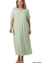 Zenana 1X Stretch Jersey Short Sleeve  Round Neck Maxi T Shirt Dress Dus... - $17.81