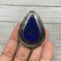 Antique Afghan Turkmen Tribal Teardrop Lapis Lazuli Kuchi Ring Boho Statement,TR - £7.66 GBP