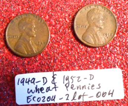 Lot: 1949 D &amp; 1952 D Lincoln Wheat Pennys Filled Mint Mark Error; Old Coin Money - £7.07 GBP