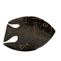 Vintage Brown Coconut Shell Fish Brooch Pin - £7.78 GBP