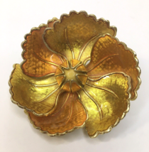 Vintage Orange Yellow Metallic Pansy Brooch Made in Germany Unknown Era - $24.00