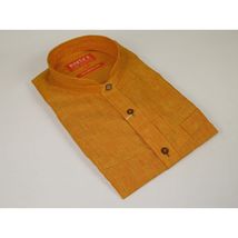 Mens INSERCH linen Shirt Banded Chinese Collar Sleeves-Less SS719 Sunburst image 6