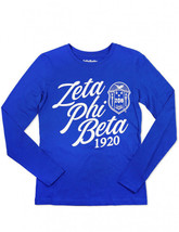 Zeta Phi Beta Sorority Blue Long Sleeve T-Shirt - £30.68 GBP