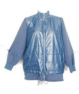 Chico&#39;s Zenergy 2 L 12 14 Sky Blue Mixed Fabric Zip Front Quilted Jacket... - $24.75