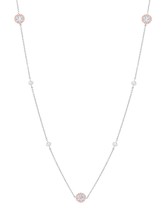 Authentic CRISLU Fiore Collection Pink Halo Single Chain Necklace in Platinum - £123.99 GBP