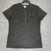 Diesel Henley Shirt Mens Large Black Speckled Short Sleeve Pocket Casual... - $29.28