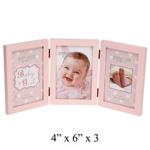 Juliana Personalised Pink Heart &amp; Star 4&quot; x 6&quot; Triple Wooden Photo Frame - Add Y - £20.44 GBP