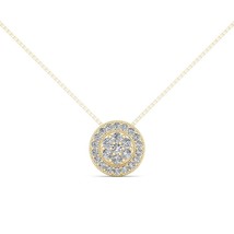 Sold 10K Yellow Gold 0.5Ct  Diamond Cluster Halo Necklace - £331.85 GBP