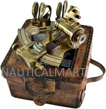 Nautical 5&quot; Brass Maritime Sextant Astrolabe Antique Finish w/ Carry Case - £46.49 GBP