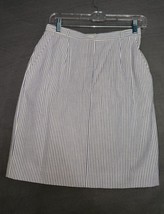 VTG NWT Talbots SZ 8P Blue Classic Lined Seersucker Stripe Pencil Skirt USA - £23.53 GBP