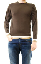 LOU D Mens Pullover Crew Neck Long Sleeve Comfortable Dark Brown Size M - £58.48 GBP