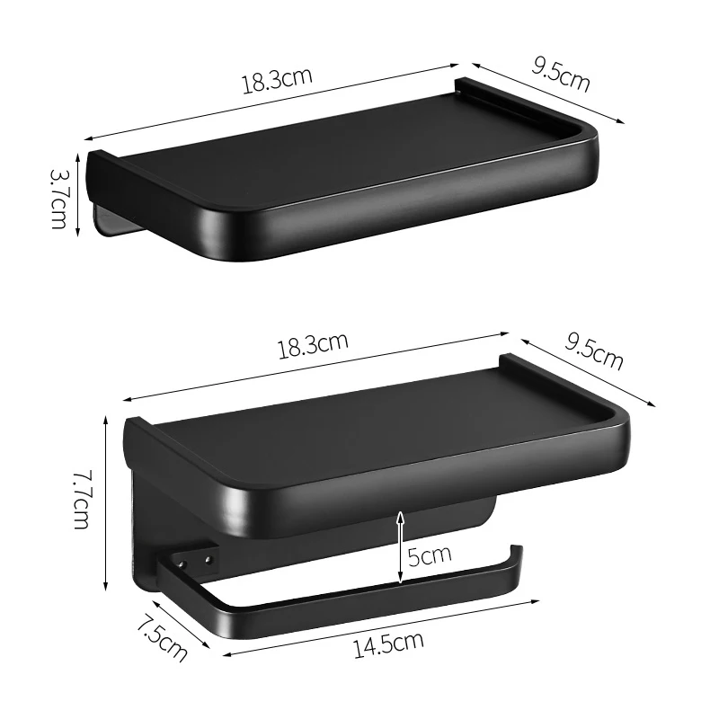 House Home ELLEN Black TAet Paper Holder Multifunction Bathroom Storage Shelf Ro - £34.37 GBP