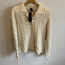 Paul James NWT Vintage 100% Peruvian Wool Made in England Ivory/Cream Cardigan M - £30.05 GBP