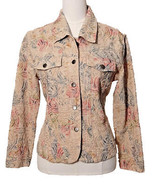 Analogy Floral Multicolor Cotton Blend Women&#39;s Blazer Petite Large - $28.22