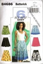 Butterick B4686 Misses 6 to 12 Skirts Uncut Sewing Pattern - $11.26