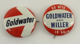 Vintage Pinback Election Button Lot 2 POLITICAL Goldwater &amp; Miller in 19... - £8.94 GBP