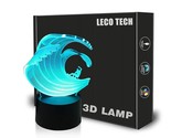 Surfing Night Light Table Bedside Lamp 3D Illusion Remote Control 16 Col... - $51.99