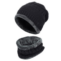 Black - Men Women Winter Baggy Slouchy Knit Beanie Hat Scarf Ski Skull Cap - £15.57 GBP