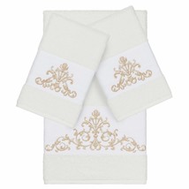 Authentic Hotel and Spa White Turkish Cotton Scrollwork Embroidered 3 Piece - $80.18