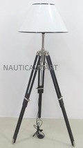 Nauticalmart Floor Standing Black Wooden Tripod Floor Lamp With White Conical Sh - £144.11 GBP