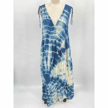 Rachel Antonoff Tiered Maxi Dress Sz L Blue White Tie Dye V-Neck - £76.74 GBP