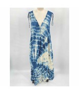 Rachel Antonoff Tiered Maxi Dress Sz L Blue White Tie Dye V-Neck - £77.19 GBP