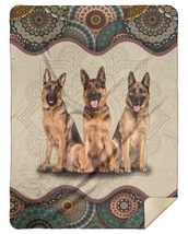 German Shepherd Dog Blanket Gift For Dogs Lover Fleece Sherpa Mandala Blanket - £28.54 GBP+