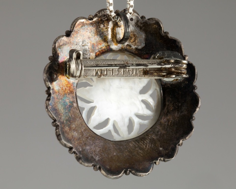 BETHLEHEM Mother of Pearl 7 Point Star Filigree Silver Brooch/Pendant 5.3g Item image 7