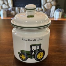 John Deere Tractor Kitchen Canister by Gibson 7&quot; White Green Yellow Logo - £13.96 GBP