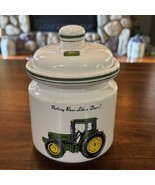 John Deere Tractor Kitchen Canister by Gibson 7&quot; White Green Yellow Logo - £14.50 GBP