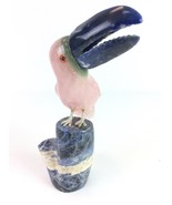 CARVED LAPIS, ROSE QUARTZ AND JADE TOUCAN FIGURINE - $6,177.23 MXN