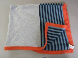 Baby Gap Gray Navy Blue Orange Stripe Striped Cotton Knit Boy Blanket - £38.90 GBP