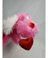 Pink Plush Puppy Dog Holding Red Heart Small Stuffed Animal - £15.80 GBP