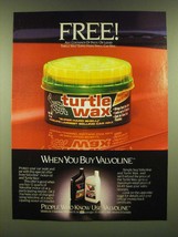 1990 Valvoline Motor Oil and Turtle Wax Ad - £14.46 GBP