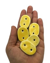 5Pc Handmade Yellow Sewing Buttons, 2 Hole Flat Porcelain Oval Coat Buttons - £34.24 GBP