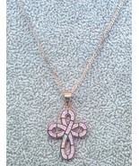 Rose Gold Plated Opal Cross .925 Sterling Silver Pendant Necklace - $558.60 MXN+