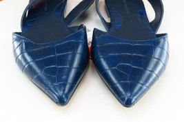 Zara Sz 37 M Blue Slingback Leather Women Sandals - £15.53 GBP