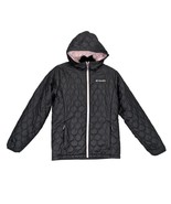 Columbia Girl&#39;s L Bella Plush Black &amp; Pink Full-Zip Quilted Hooded Winte... - $59.14 CAD