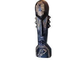 Wood Hand Carved Face Tribal African Art 16-3/4&quot; Table Or Wall Decor - $44.55