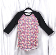 LuLaRoe T-shirt Randy Womans Small Floral with Black Long Raglan Sleeves NWT - £9.40 GBP