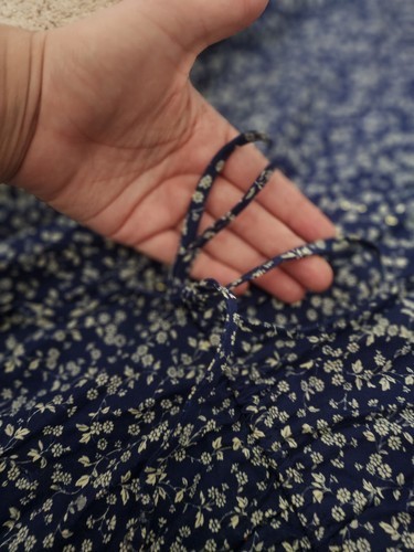 Vintage 70s Youth Girl Ditsy Floral Calico Blue Midi Prairie Dress W24" Item image 4