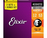 Elixir Strings 16539 Light 80/20 Bronze Nanoweb Acoustic Guitar Strings ... - $69.99