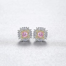 CZCITY New 925 Silver Stud Earrings for Women Fine Jewelry Square Topaz Gemstone - £18.78 GBP